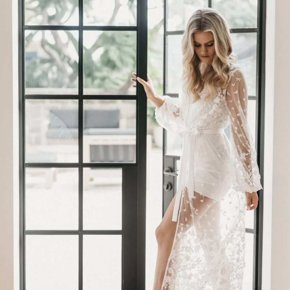 NWT Adele Bridal Lace Maxi Robe - Includes Slip